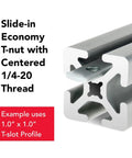 Centered Slide In Economy T Nuts For 1 Inch 10 Series Aluminum Extrusions One Quarter By Twenty Bolts Compatible example use