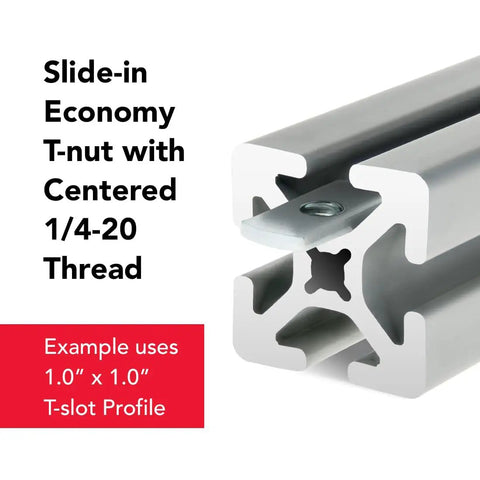 Centered Slide In Economy T Nuts For 1 Inch 10 Series Aluminum Extrusions One Quarter By Twenty Bolts Compatible example use