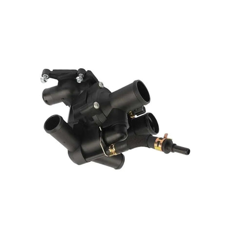 Straight Bolt On Engine Coolant Thermostat Assembly For Range Rover L322 Land Rover 36 TDV8 with multiple hose connections.