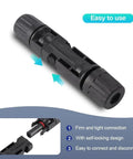Waterproof Solar Panel Connector Kit 10 Pack 5 Pairs IP67 Male and Female PV Connectors For 10 To 12 AWG Cables 1000V 30A