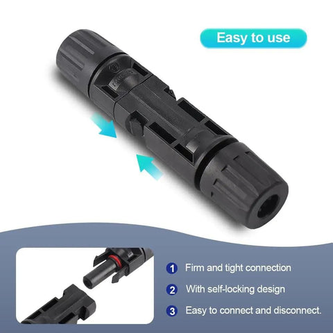 Waterproof Solar Panel Connector Kit 10 Pack 5 Pairs IP67 Male and Female PV Connectors For 10 To 12 AWG Cables 1000V 30A