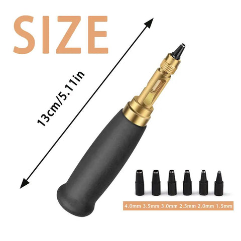 Adjustable Screw Hole Punch Tool With Black Wooden Handle For Bookbinding And Leather Craft Do It All Hole Puncher With Six Tip Sizes