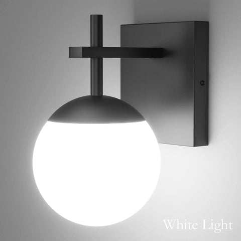 Mid Century Modern Black Wall Sconce With Milky Glass Shade 1 Light Indoor Wall Lamp For Living Room Bathroom Kitchen Hallway