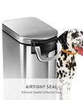 X Large Pet Food Storage Container With Airtight Seal Keeps Dog Food Cat Food And Bird Feed Fresh, Brushed Stainless Steel
