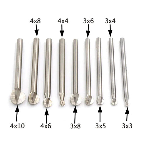 Rock Solid Workhorse White Steel Wood Milling Cutter Bit For Root Carving And Woodworking. 4Mm Shank Fits Most Handheld Grinders. Various sizes and profiles.