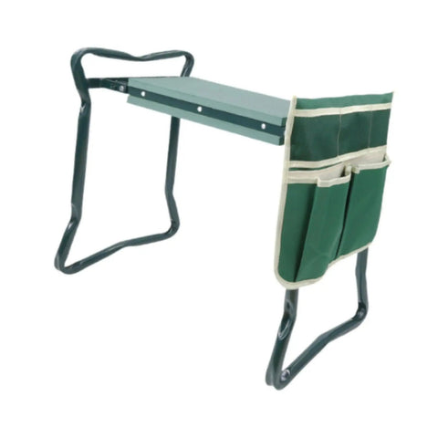 Garden Kneeler Seat And Bench With Detachable Design, sturdy frame, green tool bag, ideal for outdoor yard work
