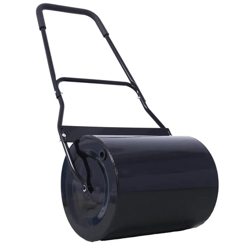 Beefy Pro Grade Lawn Roller For Smooth Lawns Push Or Tow Design With 48.5 Inch Height 16 Gallon Drum Heavy Durable Steel Black
