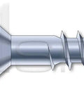 Real Deal Workhorse Bundle Holding Ten Thousand Wood Screws Sized Two By Three Eight Inches Featuring Pro Style Flat Slot Drive Heads Plus Super Tough Zinc Coating, side view of flat head and threaded shaft.