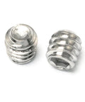 Hex Socket Set Screws 1/4-20 X 1/4 Stainless Steel 304 Cup Point Full Thread Grub Screws, close-up view, smooth surface