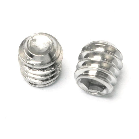 Hex Socket Set Screws 1/4-20 X 1/4 Stainless Steel 304 Cup Point Full Thread Grub Screws, close-up view, smooth surface