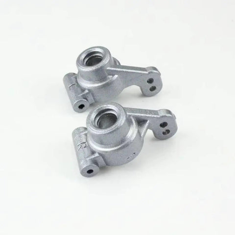 Two alloy front rear axle brackets from the Six Piece Cross Hub Front Rear Axle Carrier Bracket Wheel Hub Upgrade Kit for Rc Cars.