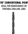 Heavy Duty Drill Bit Set For Daily Jobsite Grinds Plus Quick Fixes Features Black Oxide Coat That Lowers Heat And Boosts Grip 29 Sizes span sixteenths to half inch with quarter inch shank for snug fit and smooth spin, showcasing 118° conventional point drill bit.