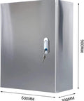 IP67 Stainless Steel Junction Box Weatherproof Electrical Enclosure For Indoor And Outdoor Use Wall Mounted Control Box With Mounting Plate Built To Last Rugged Heavy Duty Cabinet Size 60 By 30 By 90 Cm Lockable Hinged Door For Harsh Environments, 600x300x900 mm