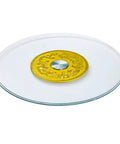 Glass Lazy Susan Turntable With Silent Aluminum Bearing Large Round Serving Tray