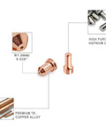 Pro Grade Plasma Cutter Consumables Kit 23 Pieces With 10 Tips 1.0mm And 10 Electrodes Shield Cap Stand Off Spacer Swirl Ring Copper Finish