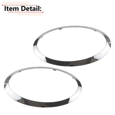 MINI Cooper Dope Chrome Headlight Trim Ring Bezel Pair For F55 F56 F57 2014 2015 2016 2017 2018 2019 2020 2021 Year Driver And Passenger Side OEM Style Direct Fit