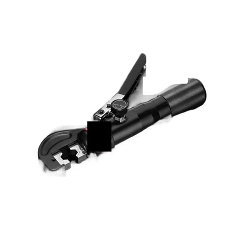 Hydraulic Crimping Tool Pliers With 180 Degree Swivel Head For Battery Cables And Power Wires Aluminum Body, side view with ergonomic handle.