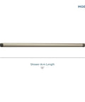Extended 18-Inch Straight Overhead Shower Arm In Matte Black Finish With 1/2 Inch IPS Connections displayed front view