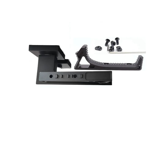 Slick Black Aluminum Door Handle Set Drop In Replacement With Threaded Mounting Hardware includes installation hardware and components.