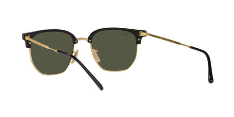 New Clubmaster Square Sunglasses 53mm Black On Gold With Green Crystal Lenses Lightweight Italian Made Frame