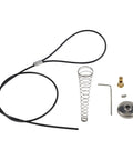 Black Spring-Loaded Gate Latch Cable Pull for Garden Wood Vinyl Fence includes spring, wire, and metal components.