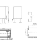 Technical diagram of Set Of 2 10A 12V DC SPST 4 Pin Go To General Purpose Relay showing dimensions and circuit connections.