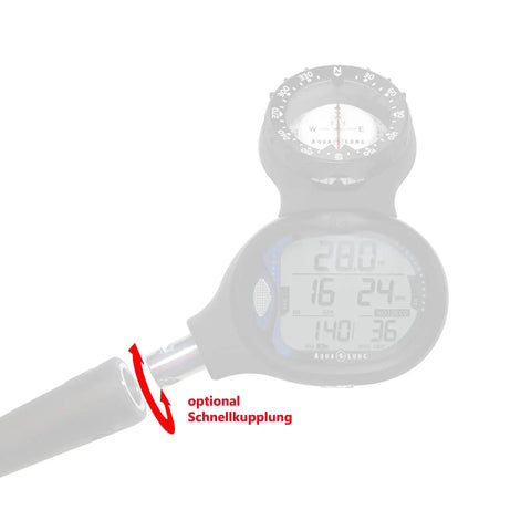 Dive Computer I550C With Compass And Gas Time Remaining, Air Nitrox And Gauge Modes, Real Time Gas Management shown with optional Schnellkupplung