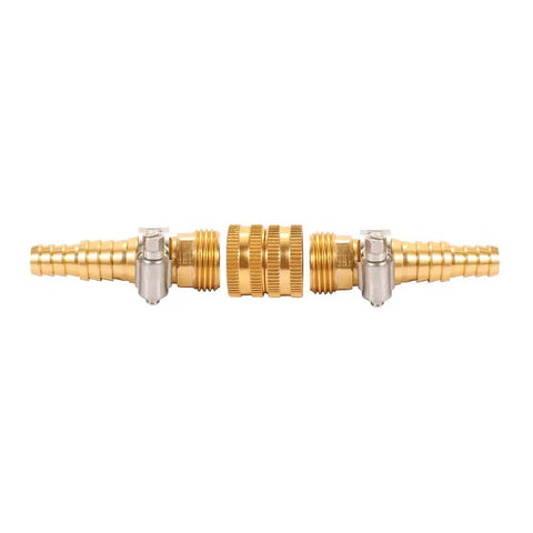 Metal Garden Hose Repair Connector Kit With Stainless Clamps For Half Inch, Three Quarter Inch Or Five Eighth Inch Hoses, Aluminum Build