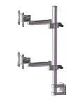 Mount Your Screen In Style With This Single Aluminum Monitor Arm Stand In Slick Silver, dual arm design for versatile display positioning.