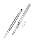 Heavy Duty 30 Inch Drawer Slides 250 Lb Capacity With Locking Ball Bearing Side Mounts shown separated with screws
