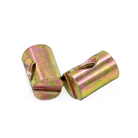 Cross Dowel Barrel Nuts Slotted Carbon Steel Furniture Hardware Pack Of 10 M6x11-15 M8x15 For Bed Frames And Chairs