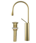 Brushed Gold Vessel Sink Faucet With High Arc, Single Lever Handle, Tall Solid Brass Vanity Tap, Pop Up Drain Included