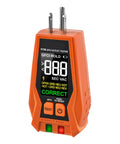 Three-Wire 120V AC Outlet Tester With GFCI Function, Detects Open Ground, Open Neutral, Hot Ground Reverse, Hot Neutral Reverse, Open Hot, Dual Open, Color LCD Screen, LED Indicator Lights, Must-Have Standard 3-Wire Receptacle Tester, orange handheld