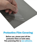 Hand peeling protective layer from 3 Pack Polarizing Film Sheets 7.8 By 11.8 Inches 20 By 30 Cm Non-Adhesive Polarizer For Education Physics Experiments.
