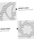 Complete Mechanical Disc Brake System For Mountain Bike Front And Rear With Forged Aluminum Calipers And Long Wear Pads. Close-up of brake rotor showing density vents and 6 holes fixed design.