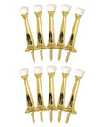 10 Stainless Steel Door Stops 3 Inch with Polished Brass Finish and Rubber Tip, Heavy Duty Wall or Door Mount, Real Wall Savers