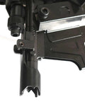 Close-up of the 21 Degree 3-1/4 Inch Full Round Head Framing Nailer With Depth Adjustment For Quick Drive Power, showing components.
