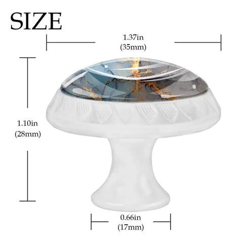 Premium Four Pack Round Cabinet Knobs With Top Shelf Black Gold Marble Look And Heavy Duty Abs Build Comes With Mounting Hardware for bedroom upgrades, 35x28mm size.