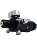 4500 PSI Paintball Air Tank Regulator And Gauge, Durable Beefy Aluminum Body With M18x15 Output 800 PSI, side view.
