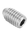Close-up of a single hex socket ball plunger from the 20 Pcs M8x10 Wave Ball Screws Plus Stainless Steel Spring Plunger Set For Lubrication Equipment