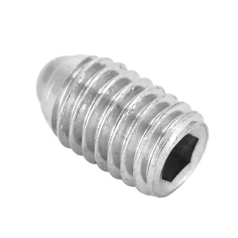 Close-up of a single hex socket ball plunger from the 20 Pcs M8x10 Wave Ball Screws Plus Stainless Steel Spring Plunger Set For Lubrication Equipment