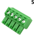 5-Pin 300V 8A KF2EDGK Pluggable Screw Terminal Block Connector, 3.5mm Pitch, green, front view.