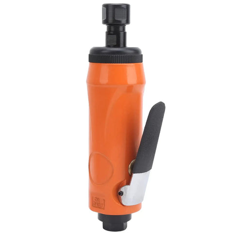 Heavy Duty Pneumatic Air Die Grinder With Straight Shaft And 20000 RPM, compact orange design for trimming and polishing.