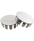 Heavy Duty 4 Pack 1 Inch Stainless Steel Knockout Plugs For Electrical Boxes solid rustproof removable seals shown from above.