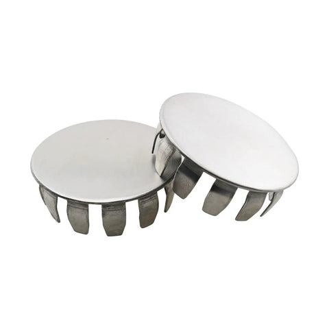 Heavy Duty 4 Pack 1 Inch Stainless Steel Knockout Plugs For Electrical Boxes solid rustproof removable seals shown from above.