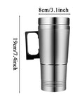 Built Different Twin Voltage Car Kettle That Keeps Your Morning Brew Hot Without The Hassle Featuring Slick Stainless Steel Body, 19cm tall.