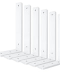 Rock Solid White Floating Shelf Brackets 6 Pack Heavy Duty Steel Wall Mounts 12 Inch Base Supports, white metal design.