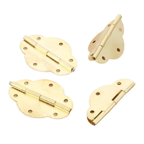Four Pack Vintage Style Furniture Hinges 46x35mm for cabinets, drawers, and boxes, classic antique gold finish, decorative butt hinge set
