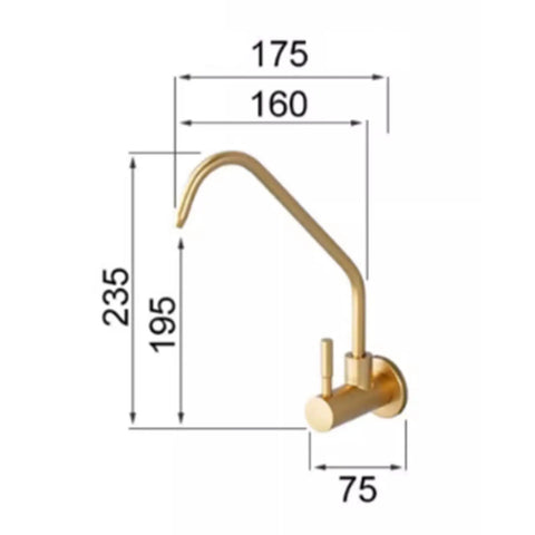 AOXHUGB Faucet Tap Drinking Water Faucet Kitchen Sink Stainless Steel 1/4,200Mm (A 195MM) with dimensions shown.