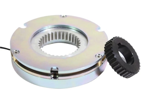 S150 Precision Servo Motor Electromagnetic Power Brake For Heavy Duty Industrial Uses With Hardcore Holding Torque And Top Shelf Quality Build Durable Friction Lining Assembly, showing steel housing and friction disc.